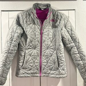 The North Face Gray Jacket with Pink Logo